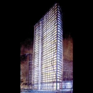 Tower  30" x 66"   Mixed media on paper